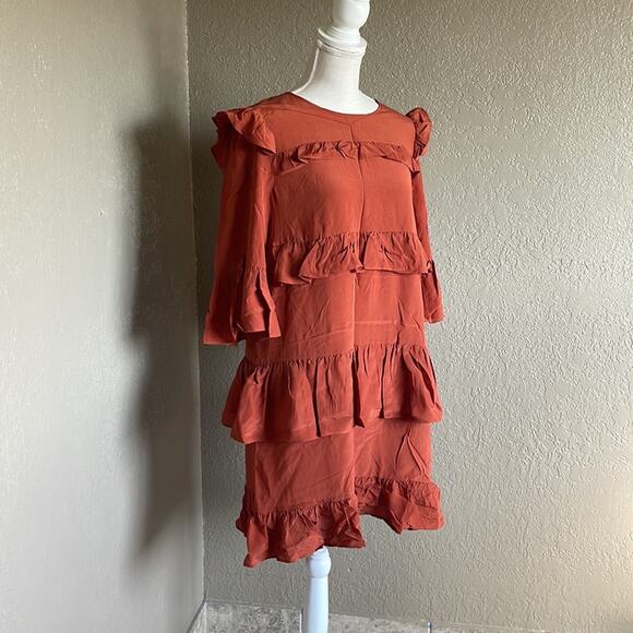 Madewell Rust Ruffle Dress - Picture 3 of 9
